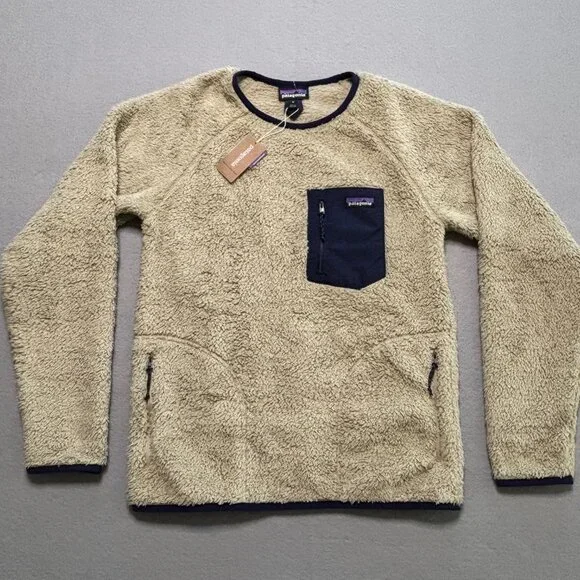 Patagonia Men's Deep Pile Los Gatos Crew Pullover Fleece Khaki/Beige Size M NWT - Picture 3 of 9